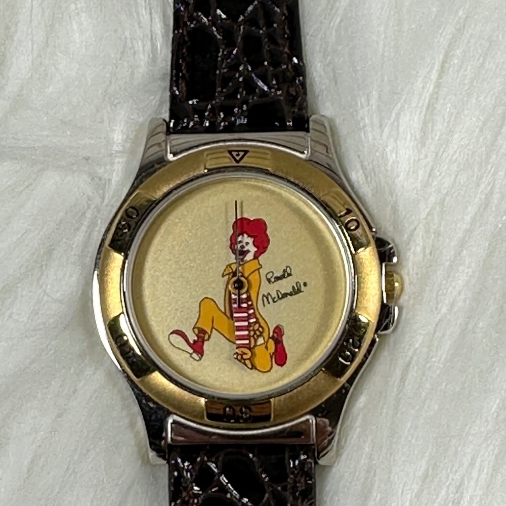 Vintage Ronald McDonald Watch with Leather Strap and case